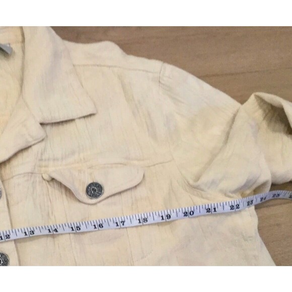 Chico's Jacket Top Yellow Textured Fabric Size 2 - Picture 7 of 8
